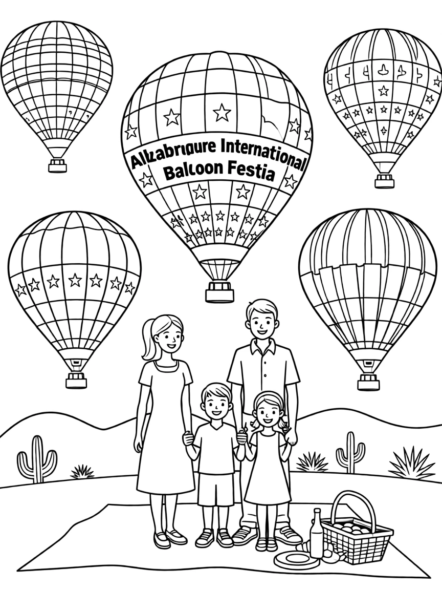 (New Mexico) A family at the Albuquerque International Balloon Fiesta