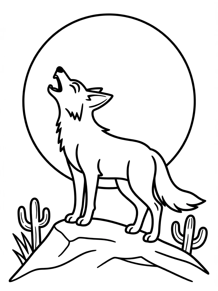 (New Mexico) A coyote howling at the moon