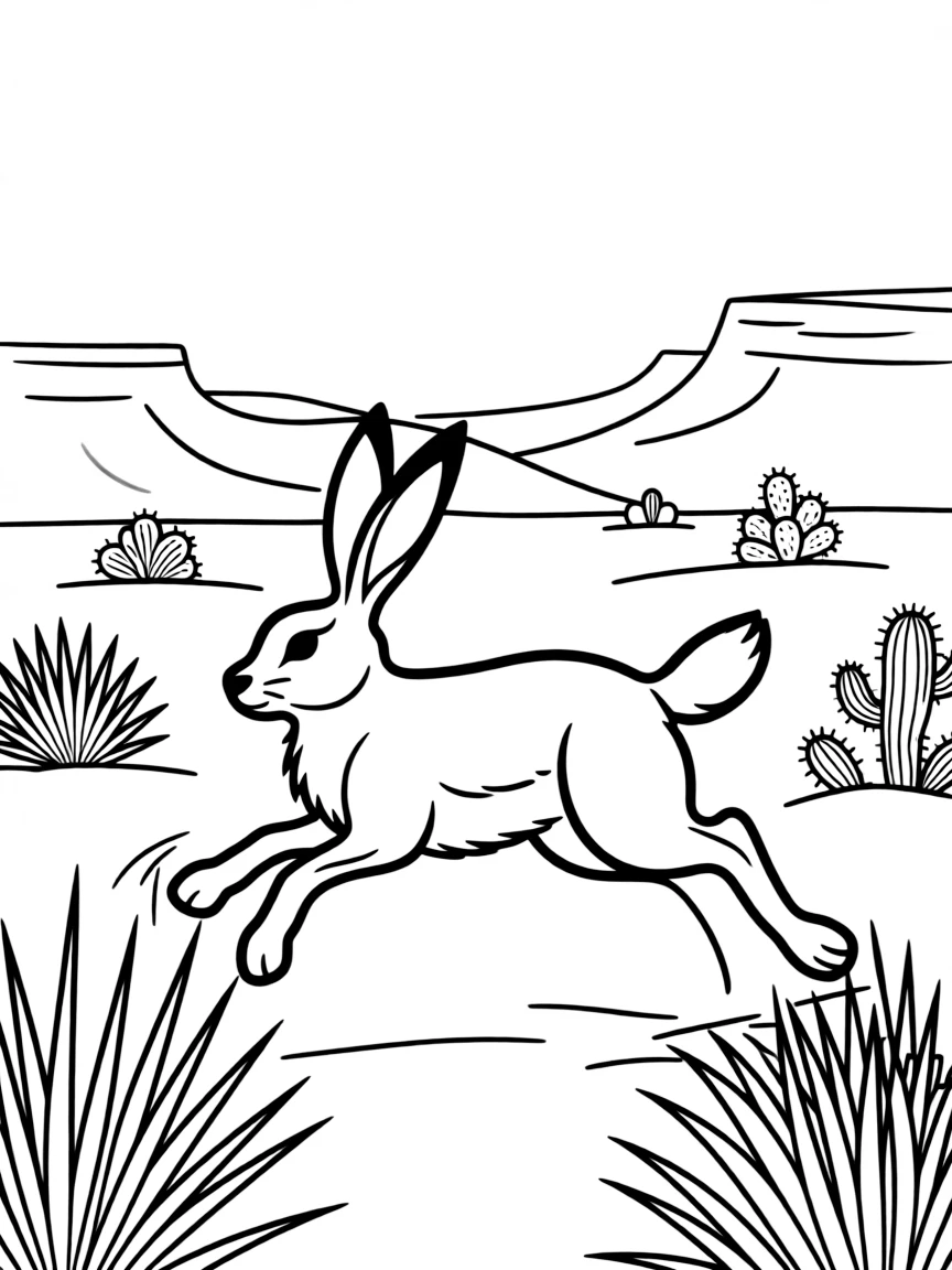 (New Mexico) A jackrabbit jumping through the brush