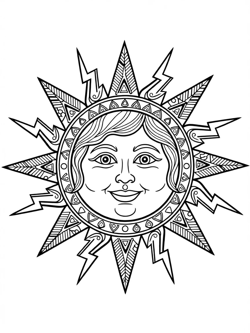 (New Mexico) A painted wooden Zuni sun face