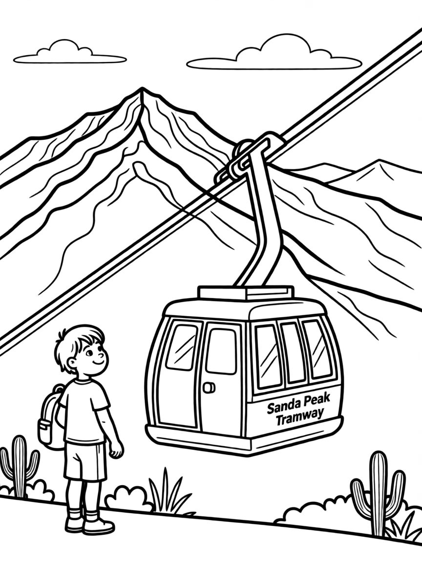 (New Mexico) Sandia Mountains with a tramway car