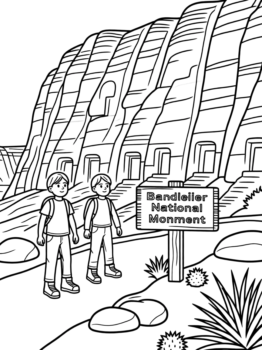 (New Mexico) Kids exploring Bandelier National Monument