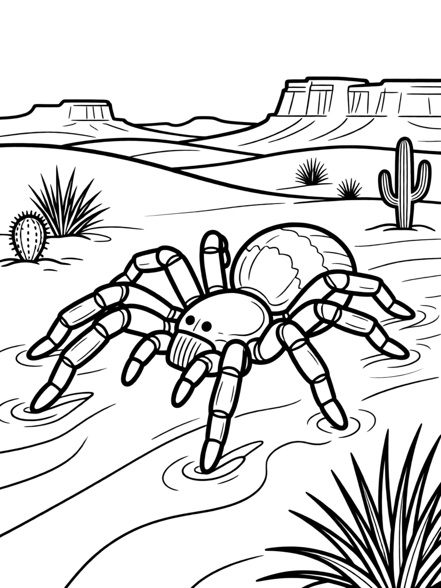 (New Mexico) A tarantula crawling across the sand