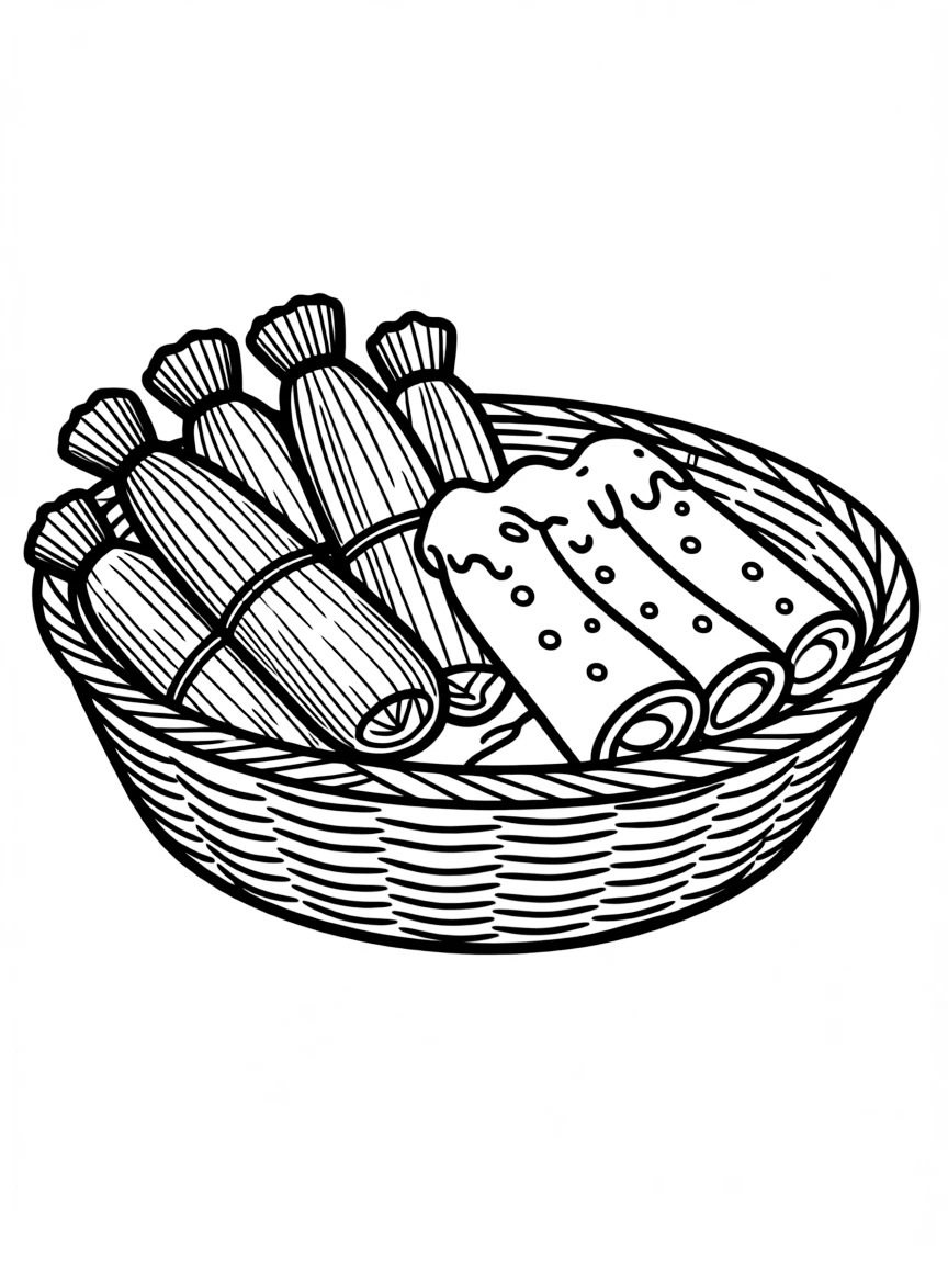 (New Mexico) A basket of tamales and enchiladas
