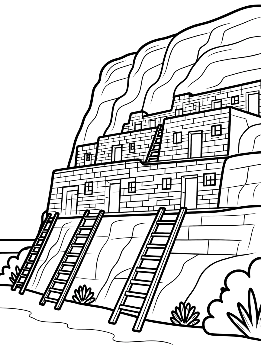 (New Mexico) An ancient cliff dwelling with ladders