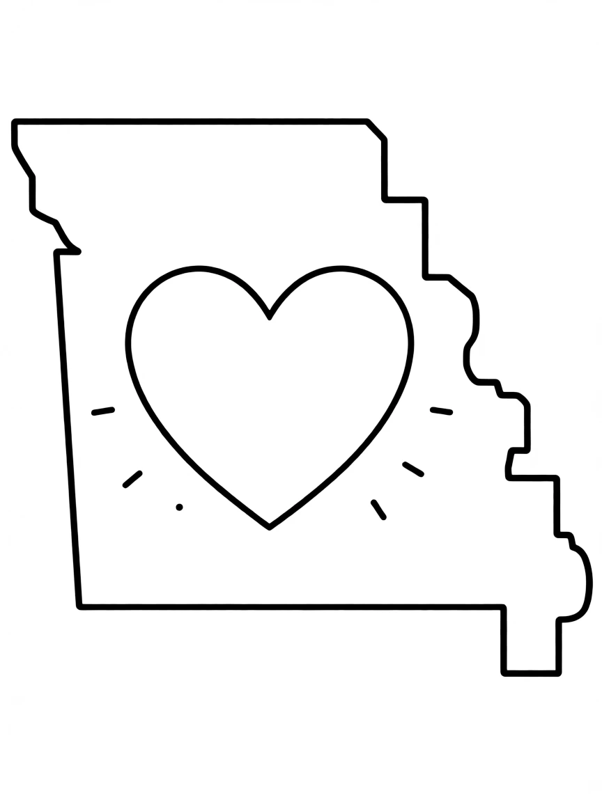 (Missouri) Missouri state outline with a heart in the middle