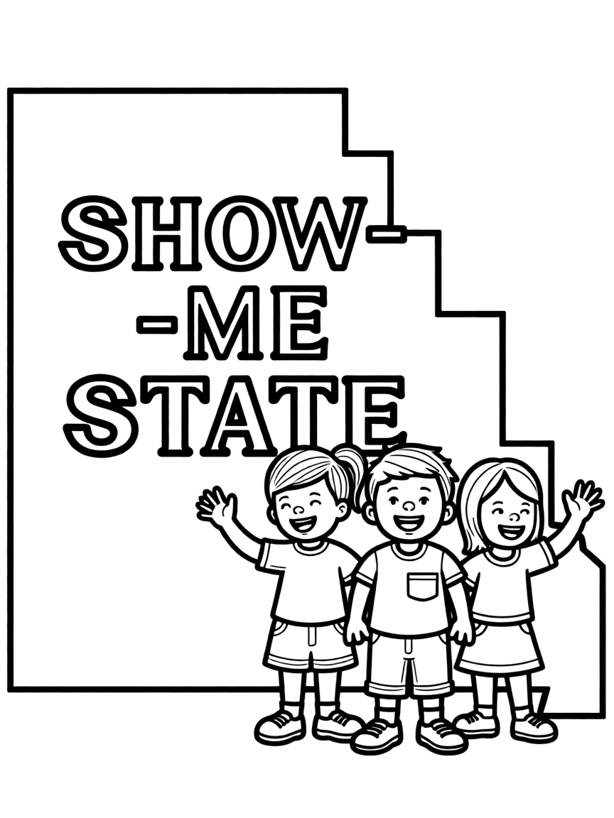 (Missouri) Show-Me State sign with smiling kids