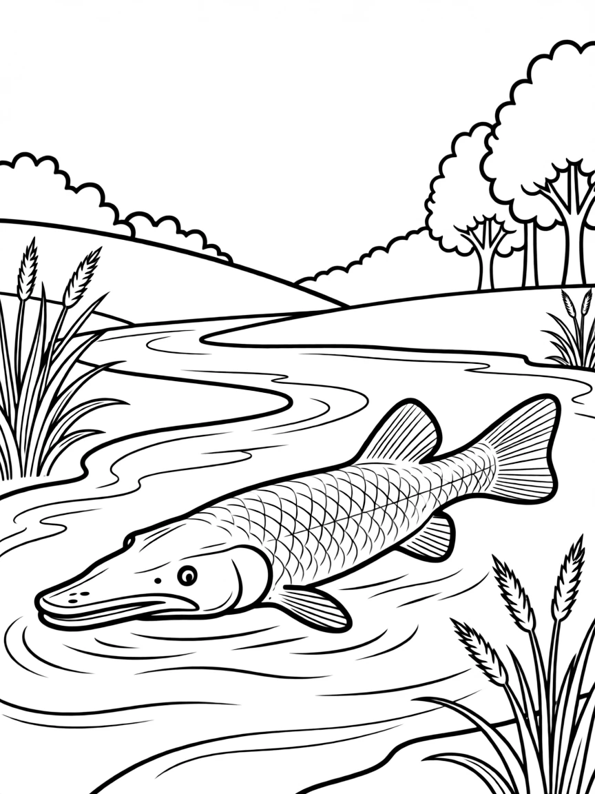 (Missouri) A paddlefish swimming in the river