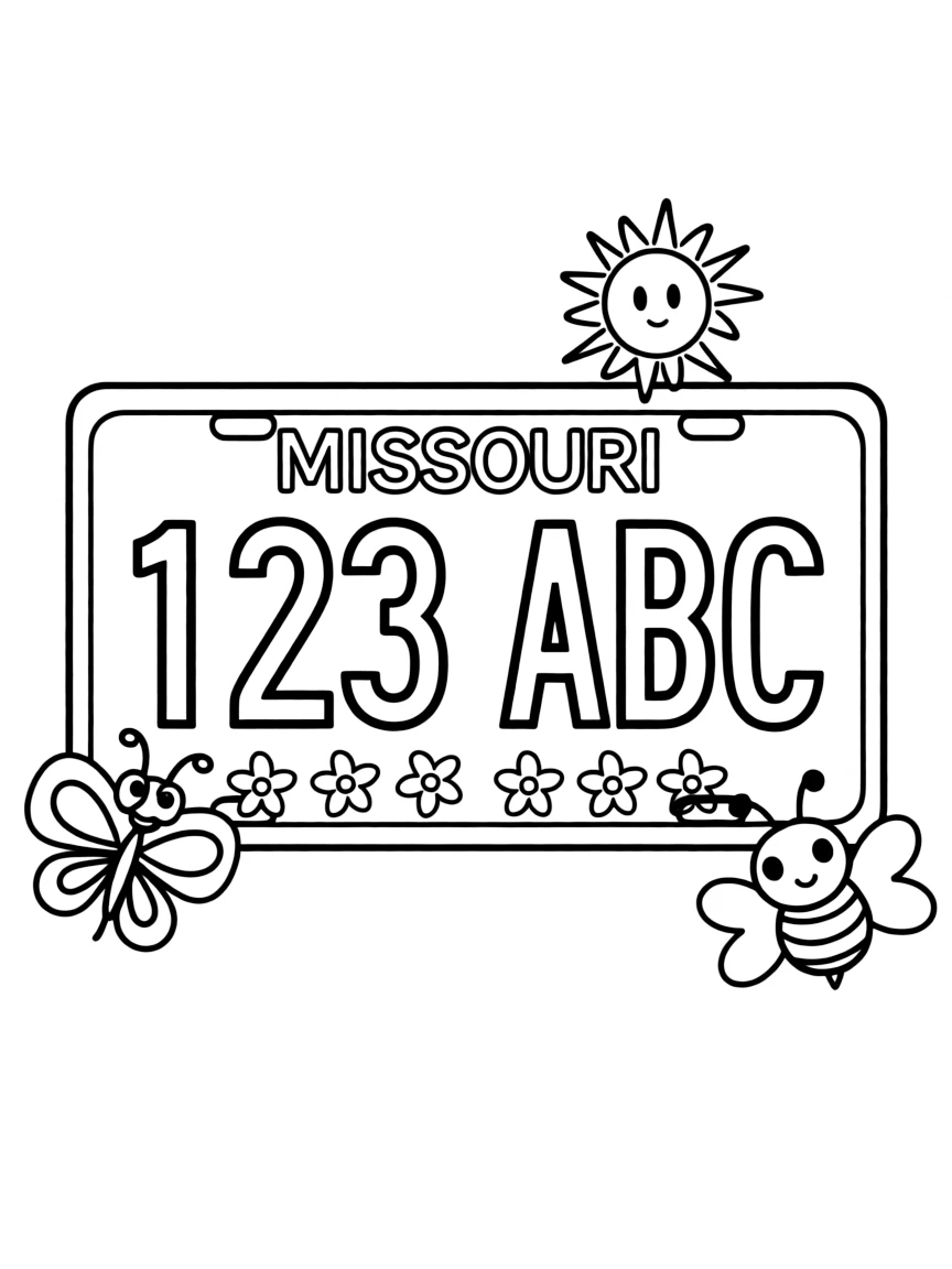 (Missouri) A Missouri license plate with cute decorations