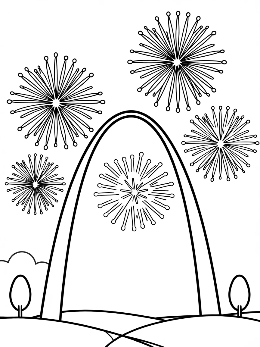 (Missouri) Fireworks over the Gateway Arch