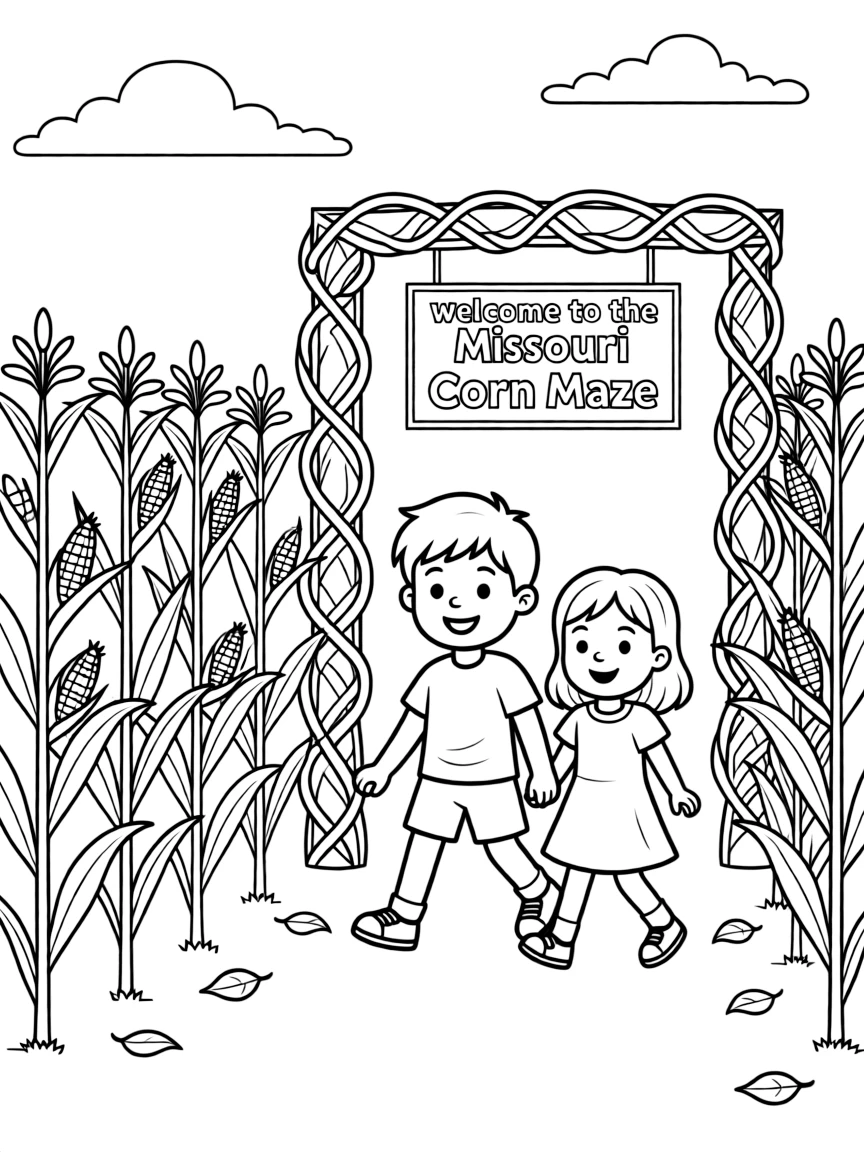 (Missouri) Kids visiting a corn maze