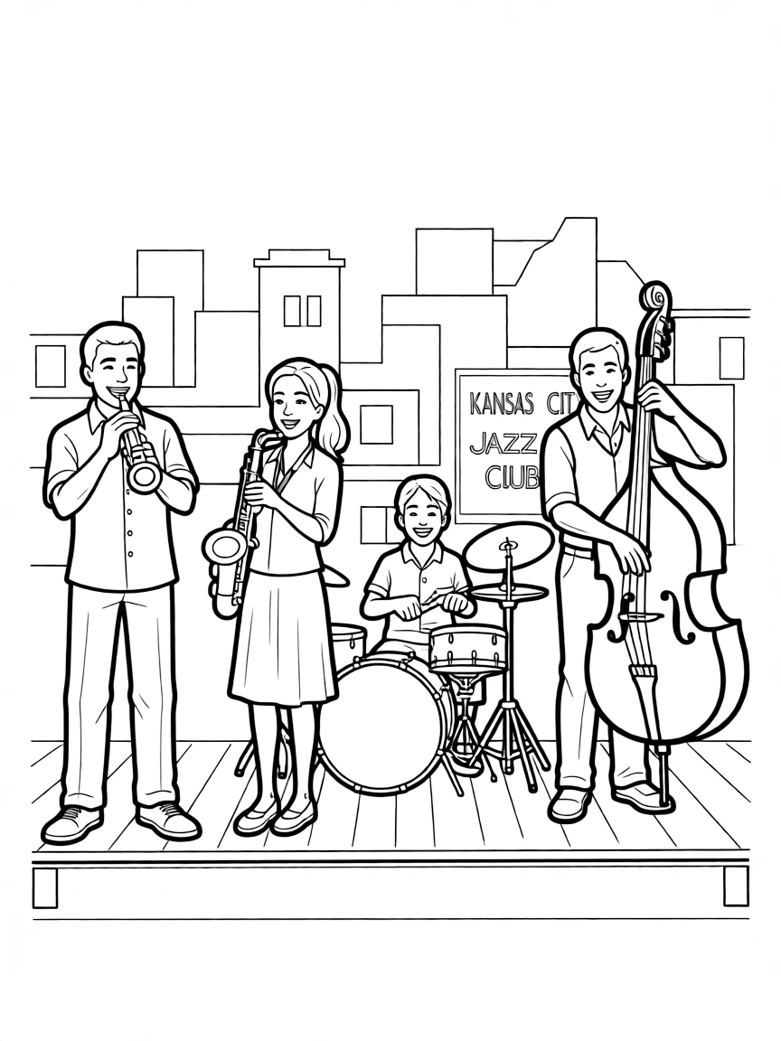 (Missouri) A jazz band playing in Kansas City