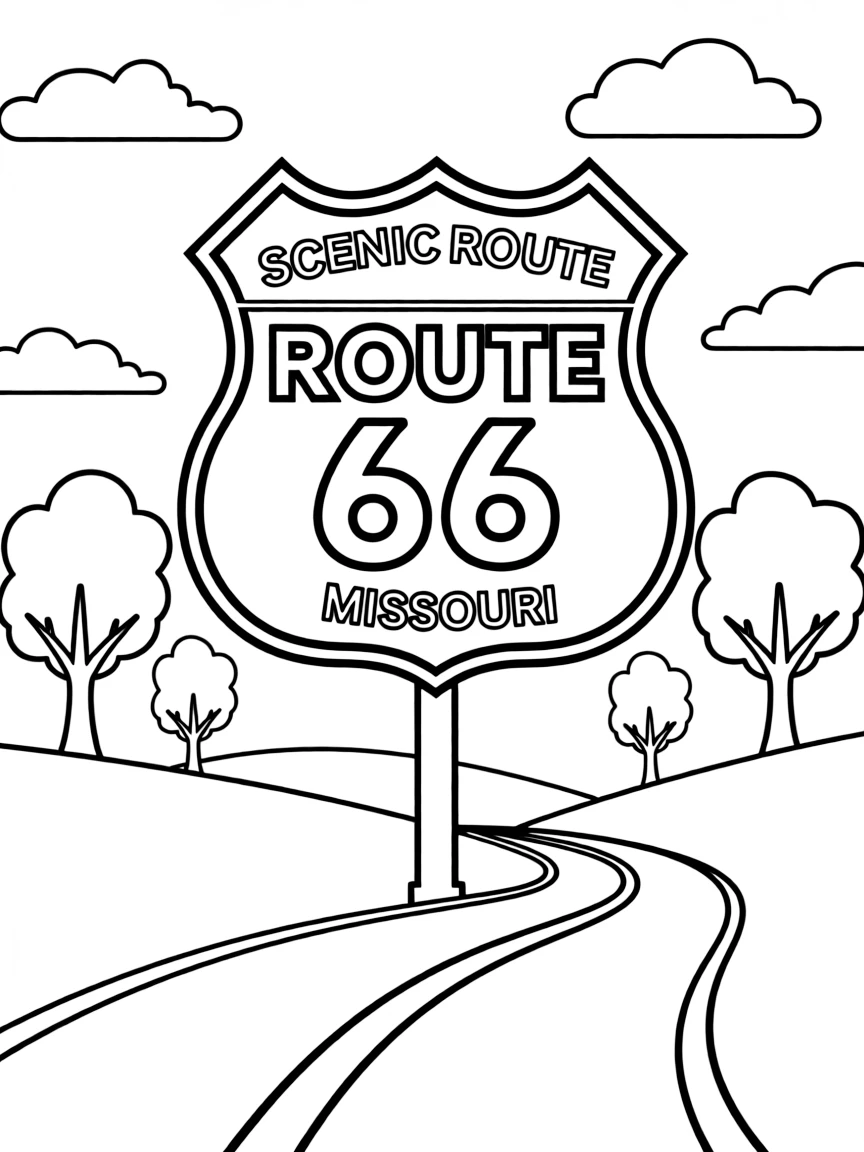 (Missouri) A scenic route sign on Route 66 in Missouri