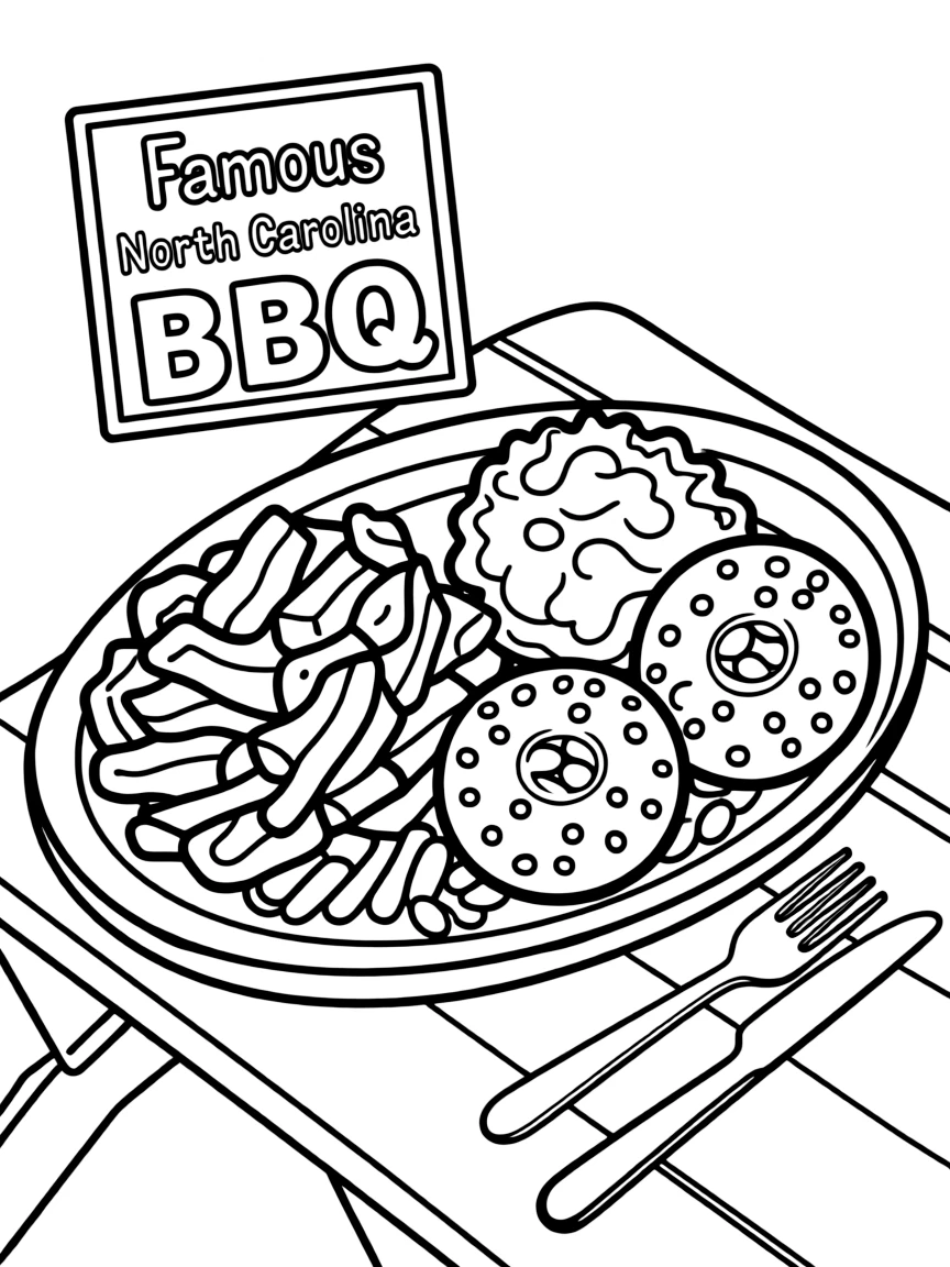 (North Carolina) Famous North Carolina BBQ plate with hushpuppies