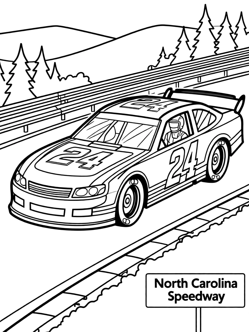 (North Carolina) A Nascar race car zooming on a track