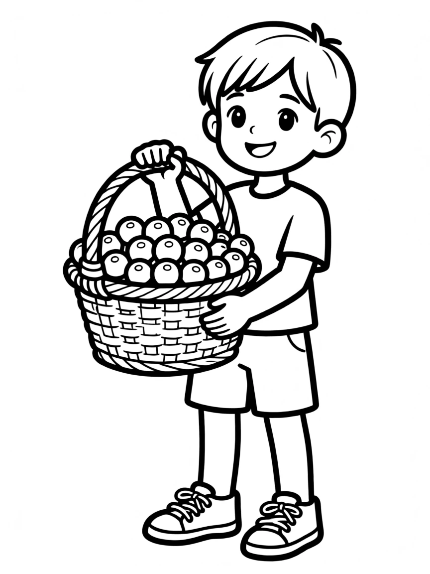 (North Carolina) A child holding a basket of blueberries