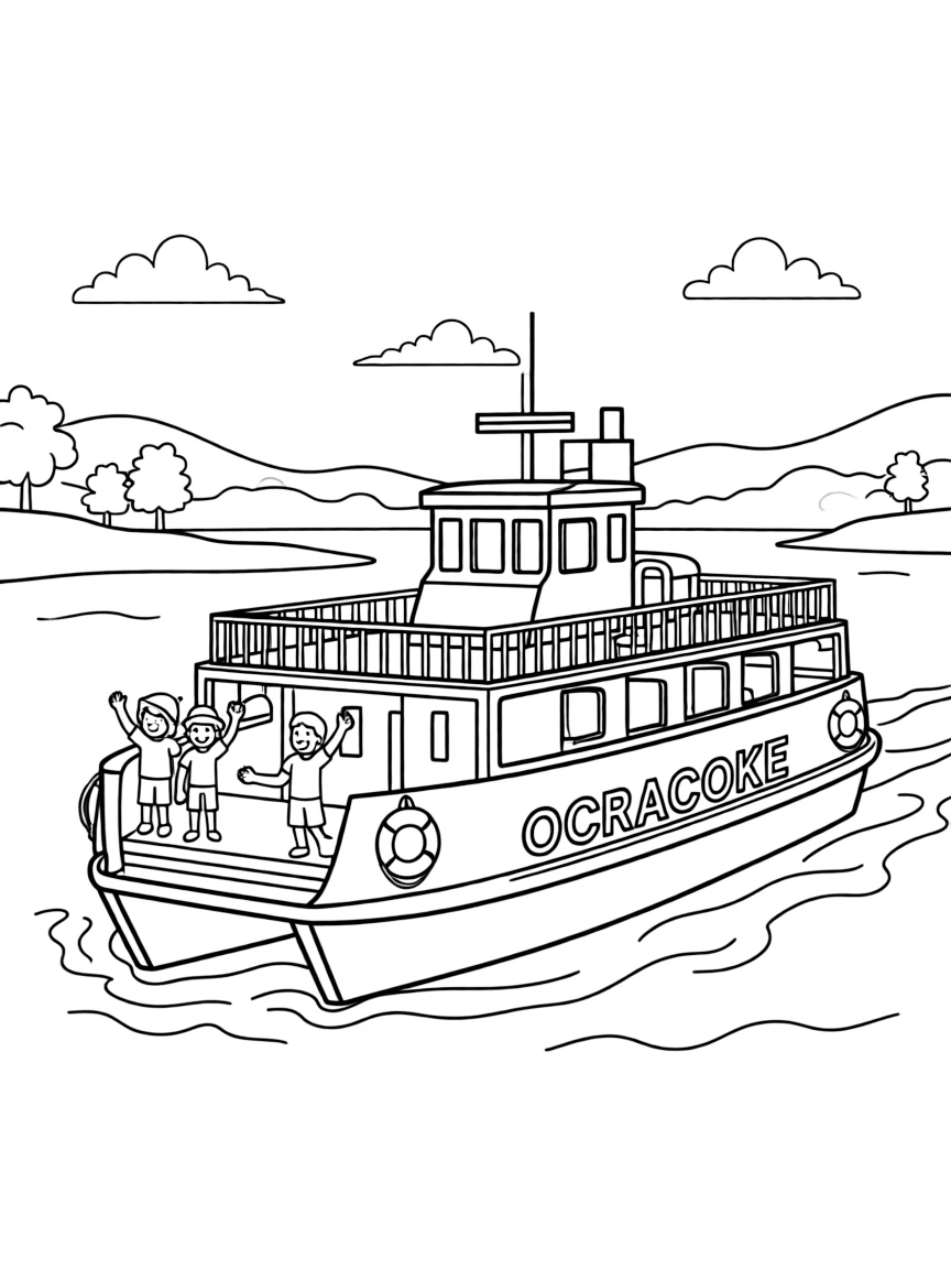 (North Carolina) A ferry boat crossing to Ocracoke Island