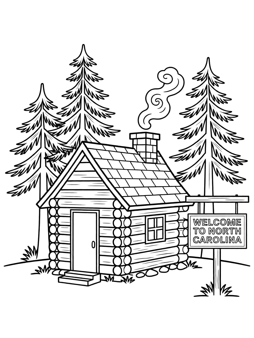 (North Carolina) A cozy mountain cabin with smoke from the chimney