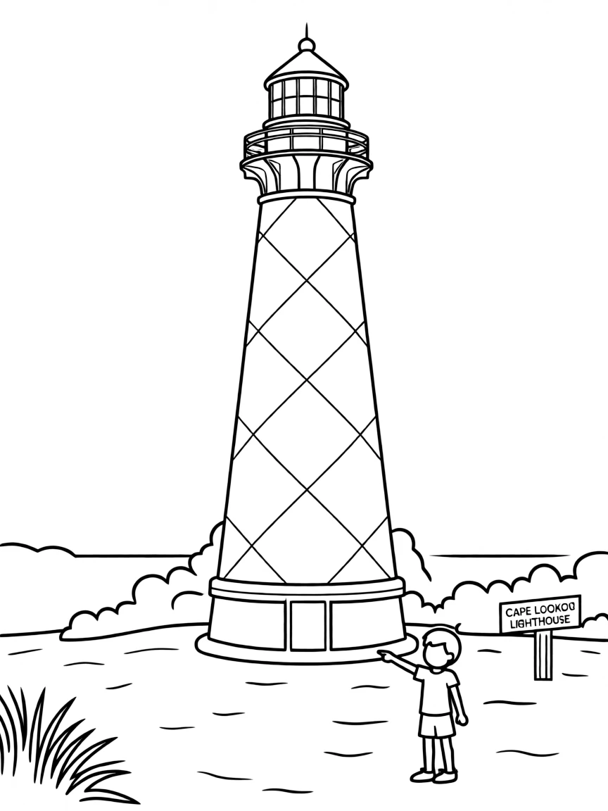 (North Carolina) Cape Lookout Lighthouse with diamond pattern