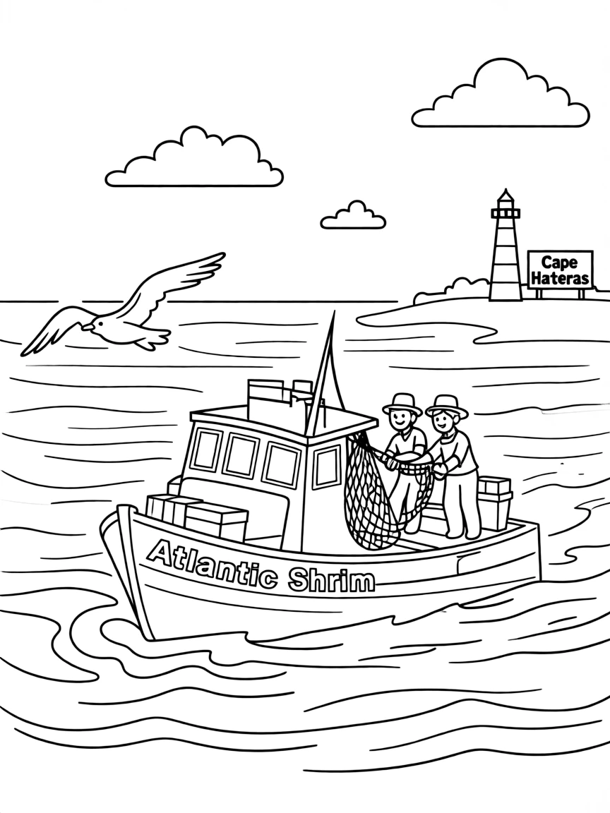(North Carolina) A shrimp boat on the Atlantic Ocean