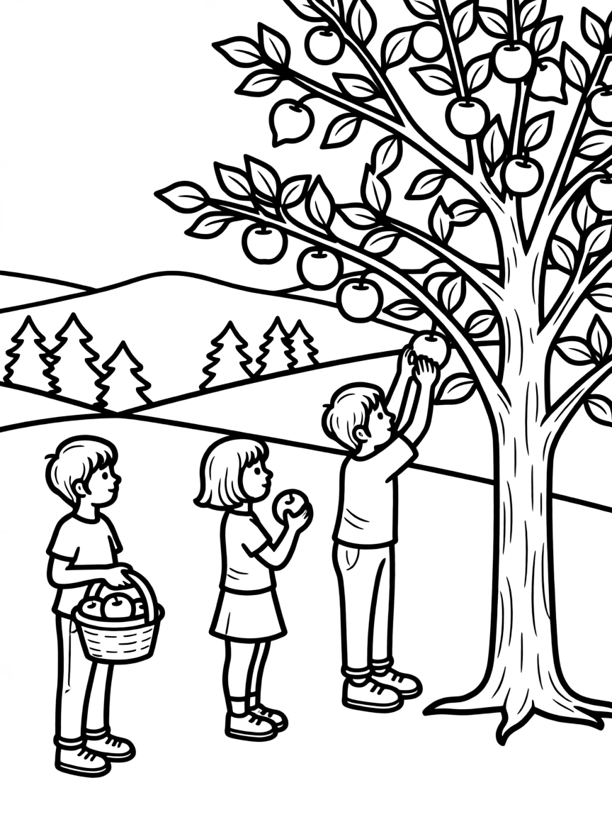 (North Carolina) Children apple picking in the mountains