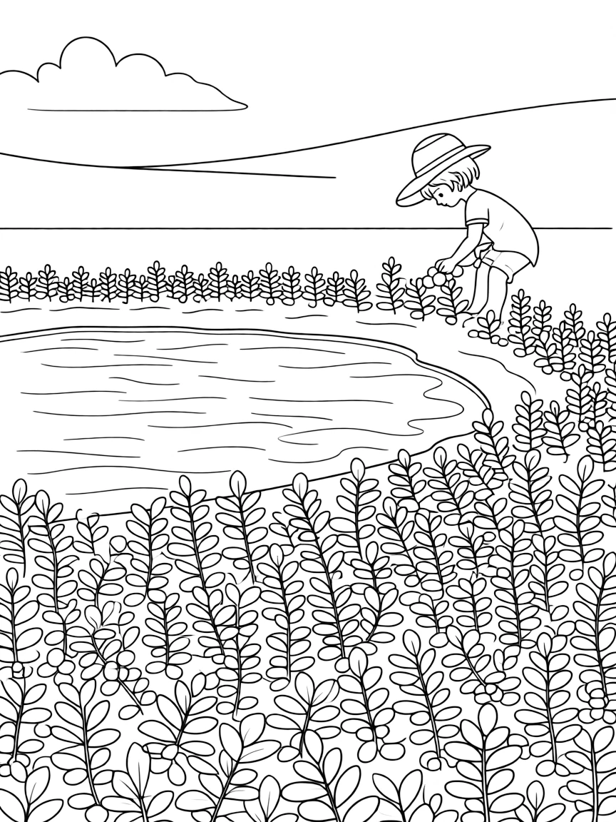 (Wisconsin) A cranberry bog with berries and water