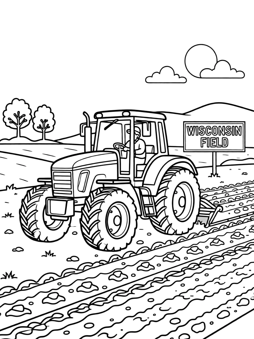 (Wisconsin) A tractor plowing a Wisconsin field