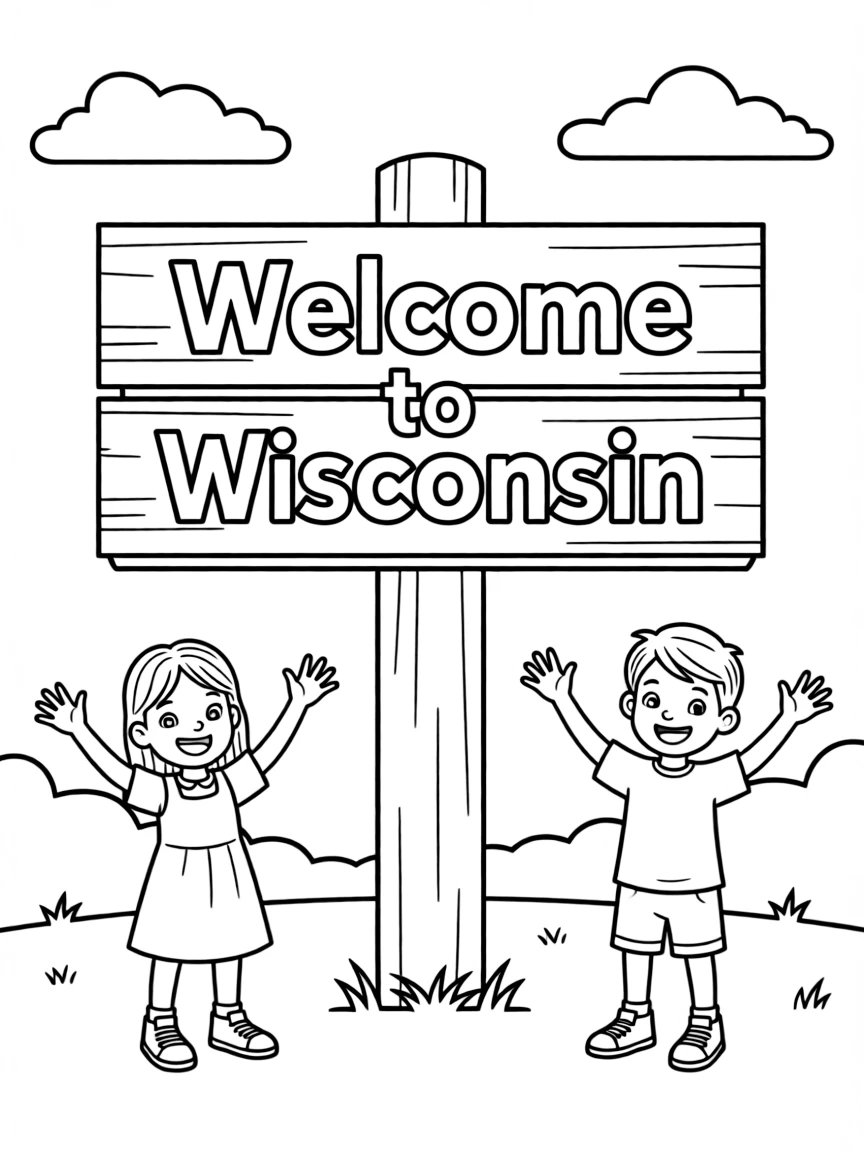 (Wisconsin) A sign that says "Welcome to Wisconsin"