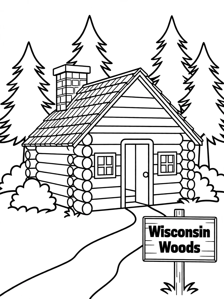 (Wisconsin) A log cabin in the woods