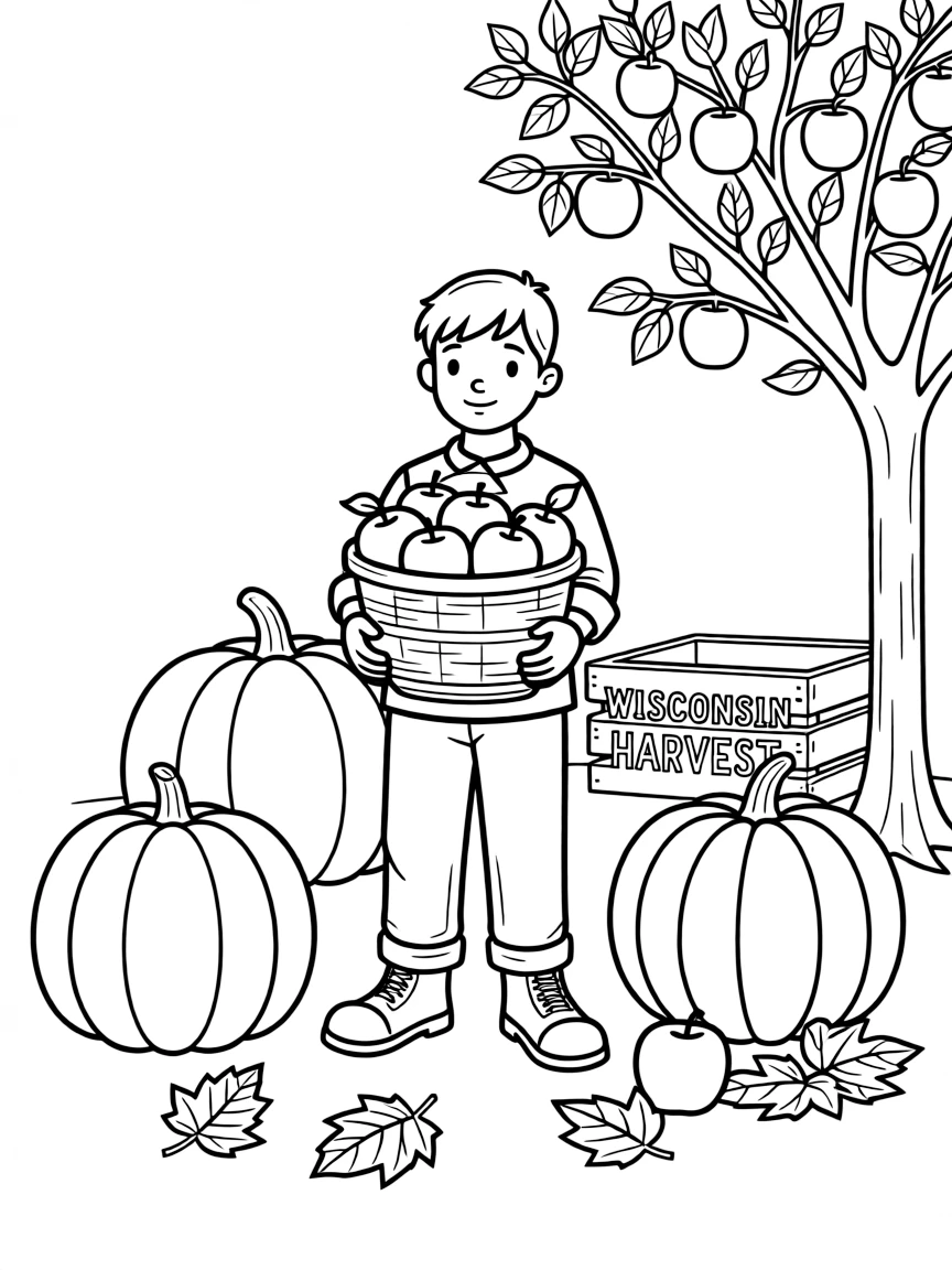 (Wisconsin) A fall harvest with pumpkins and apples