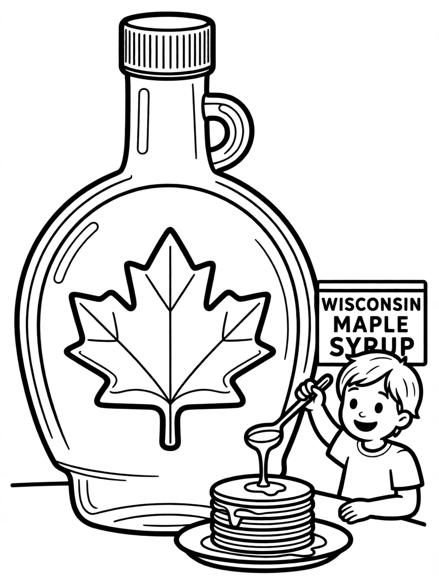(Wisconsin) A maple syrup bottle with a leaf label
