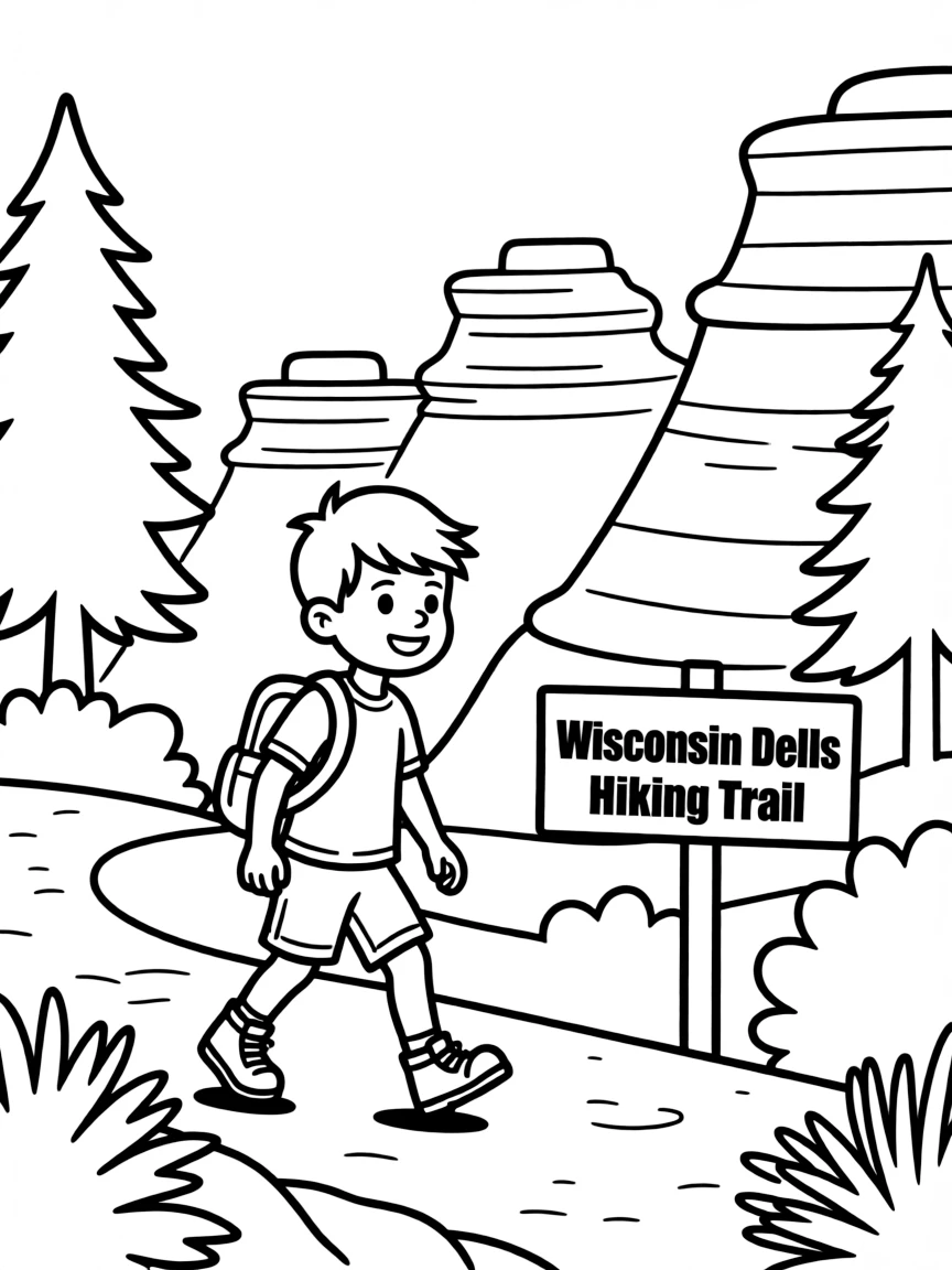(Wisconsin) A kid hiking in the Wisconsin Dells