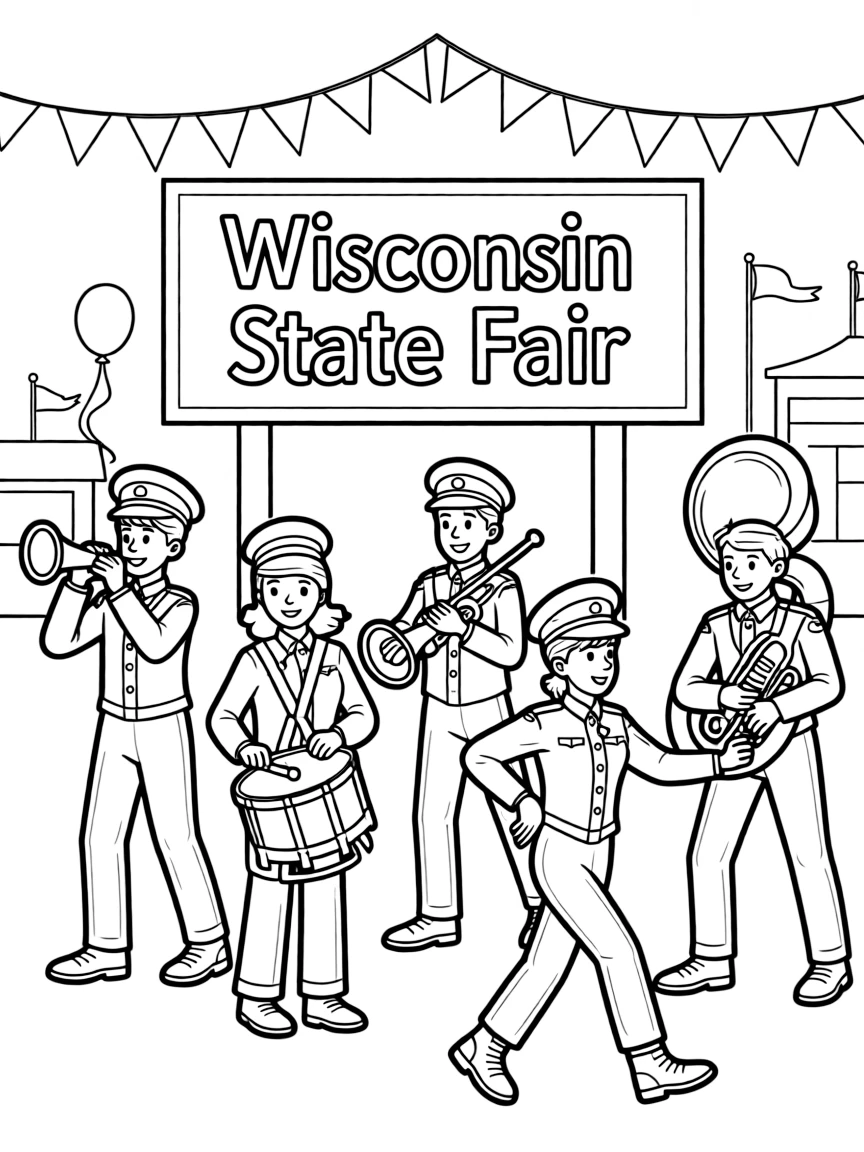 (Wisconsin) A marching band at a state fair