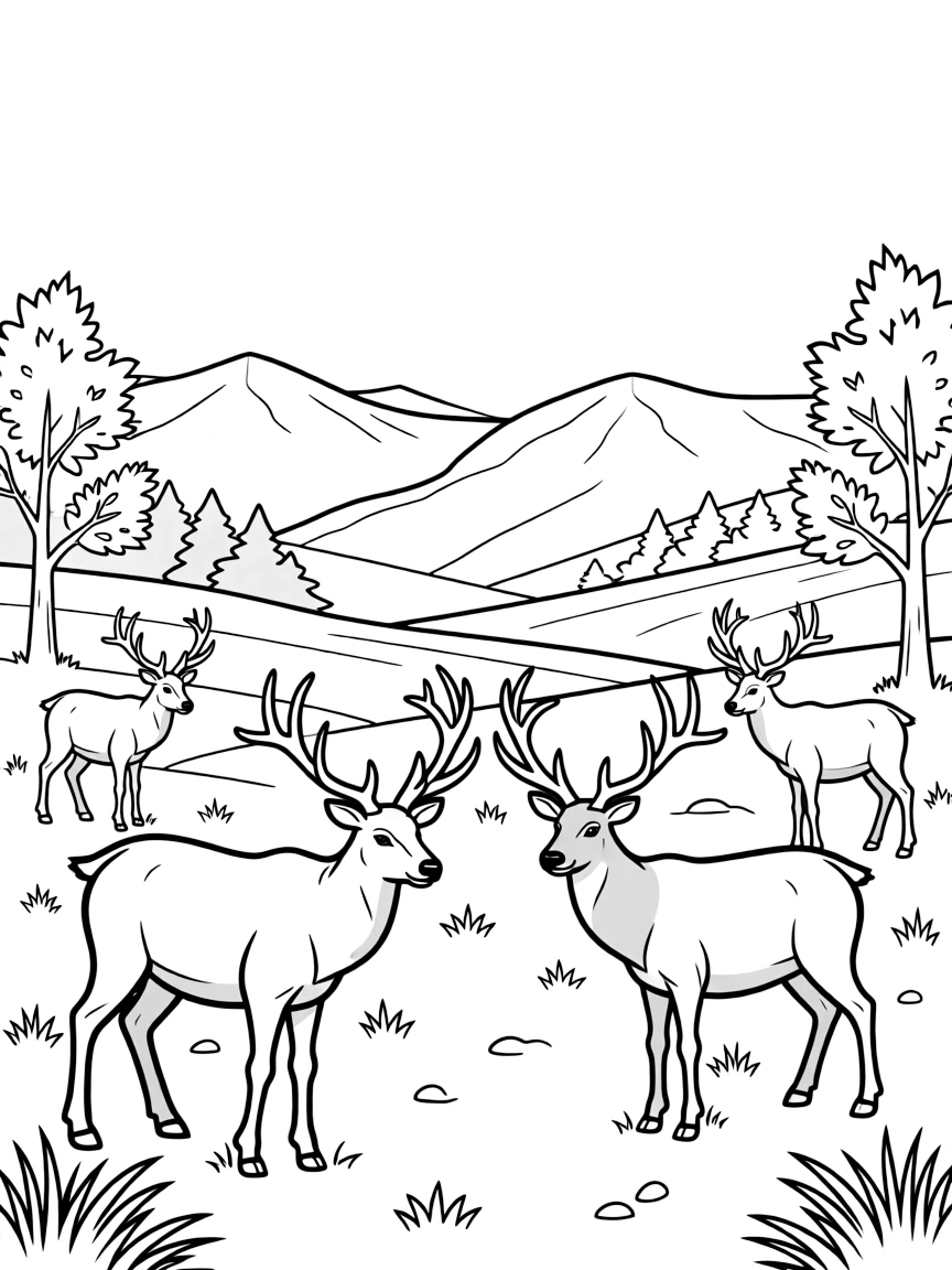 (Montana) A herd of elk in a valley