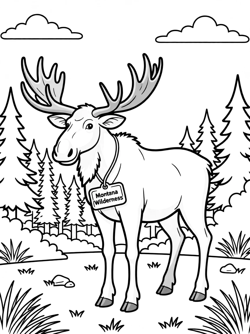 (Montana) A wild moose in the Montana wilderness