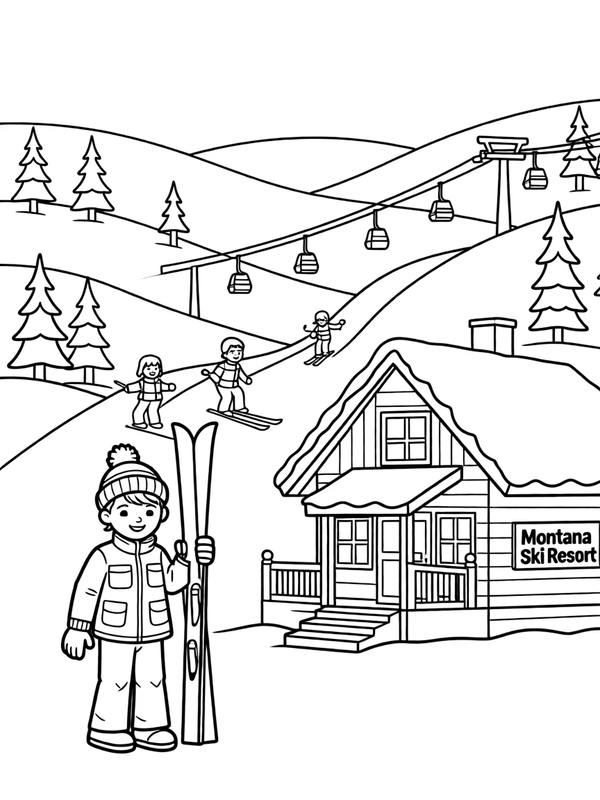 (Montana) A snow-covered ski resort in Montana