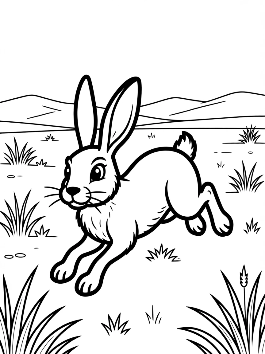 (Montana) A jackrabbit hopping across the plains