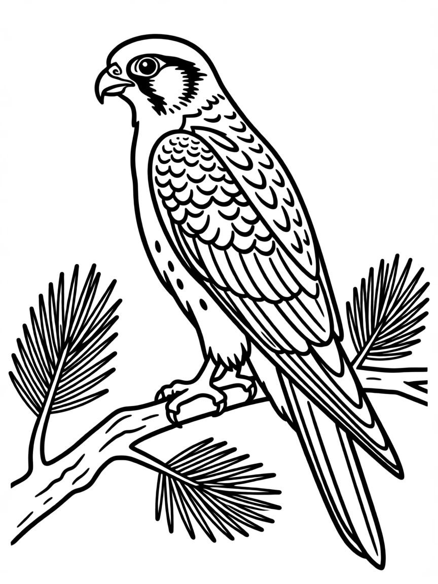 (Montana) A falcon perched on a pine branch