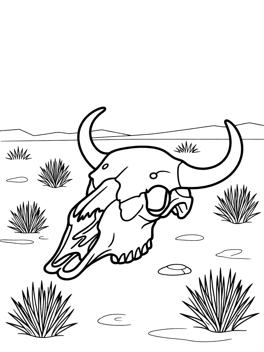 (Montana) A buffalo skull in a dry field