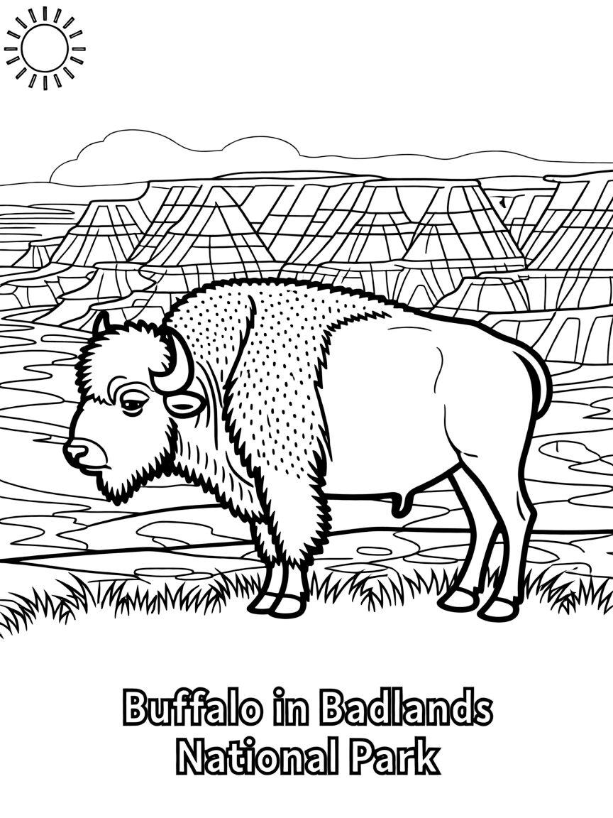 (South Dakota) A buffalo standing in Badlands National Park