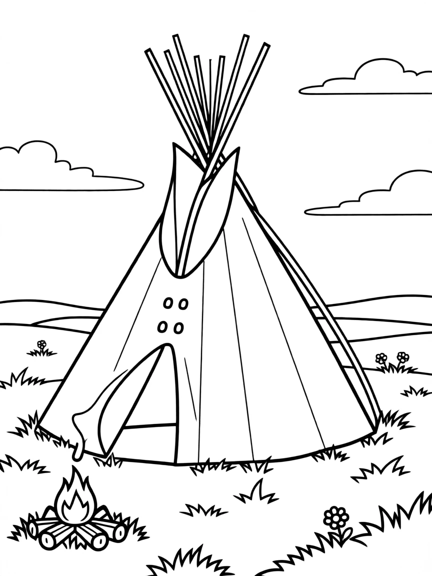 (South Dakota) A Native American tipi on the Great Plains