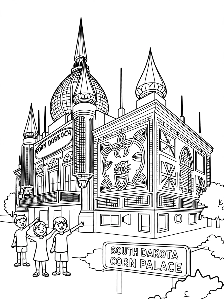 (South Dakota) Corn Palace in Mitchell with decorated walls