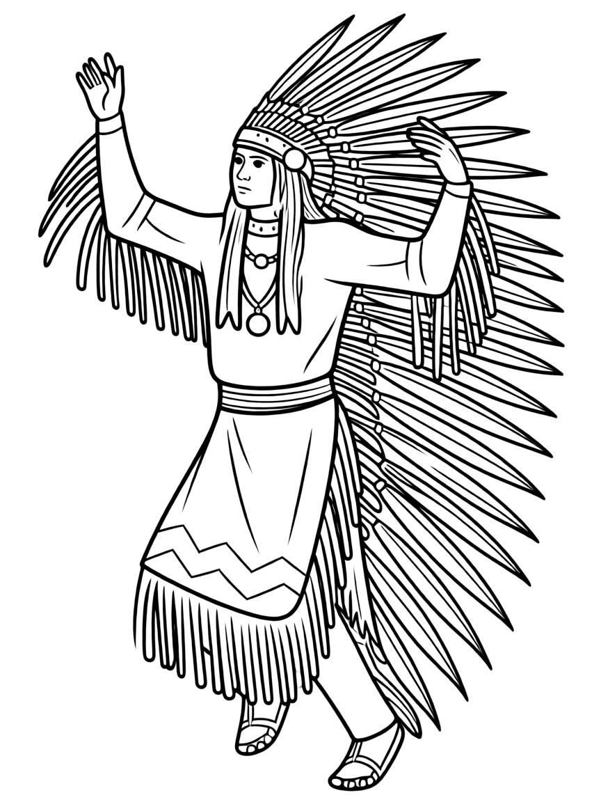 (South Dakota) A traditional Native American dancer in regalia