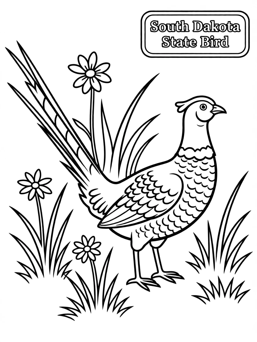 (South Dakota) A pheasant, South Dakota’s state bird