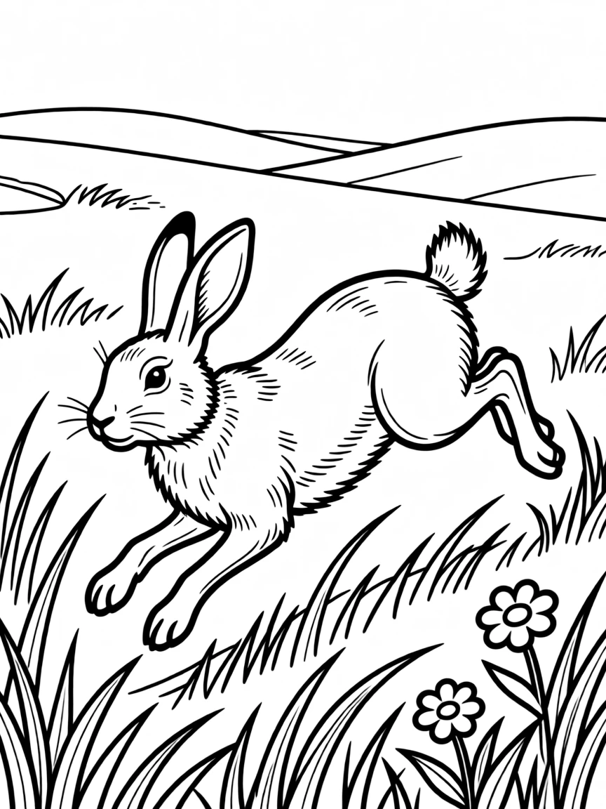 (South Dakota) A jackrabbit hopping through the grass