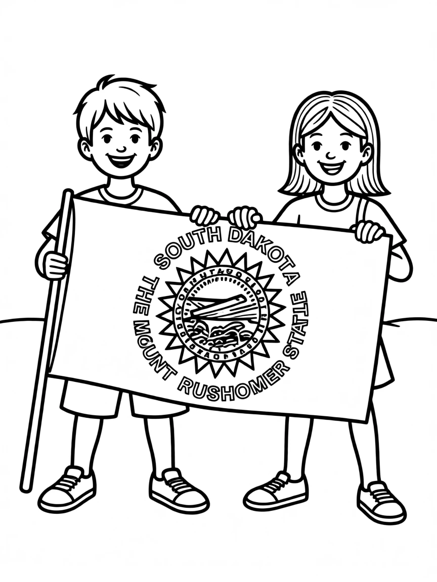 (South Dakota) Children holding the South Dakota flag