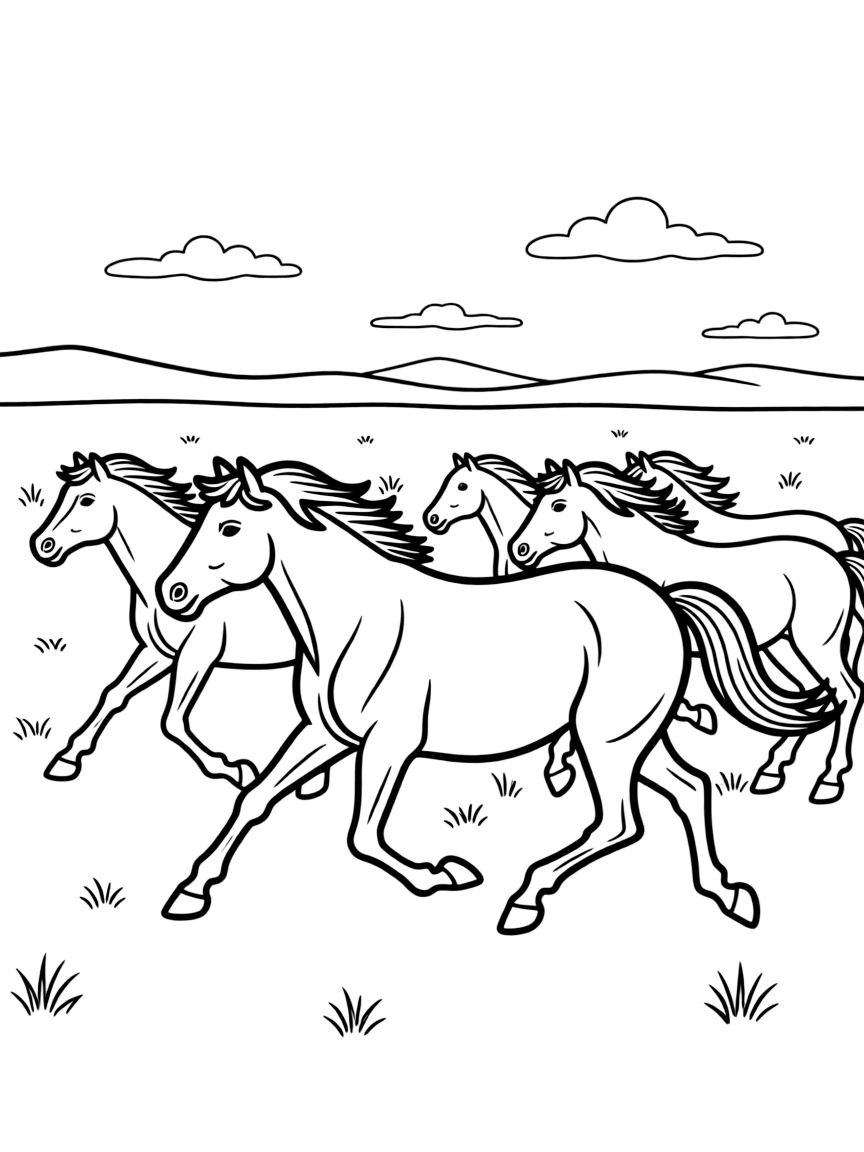 (South Dakota) A herd of wild horses running