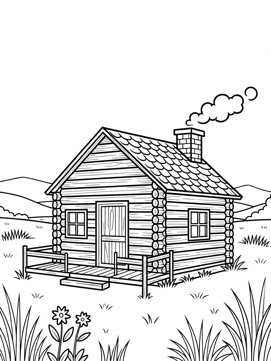(South Dakota) A log cabin on the prairie
