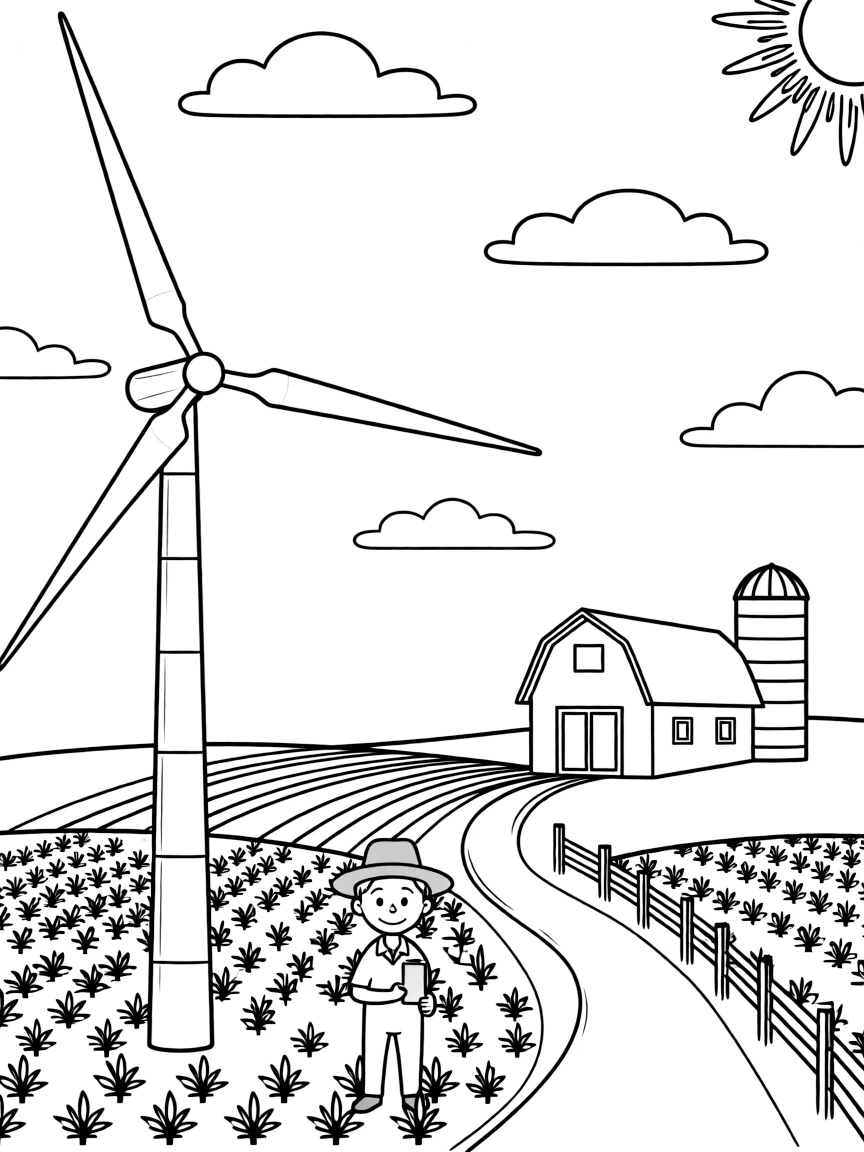 (South Dakota) A wind turbine on a South Dakota farm