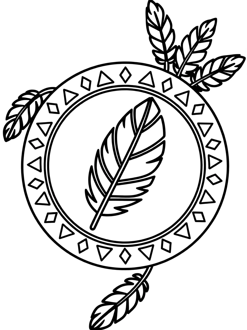 (South Dakota) A Native American shield and feather design